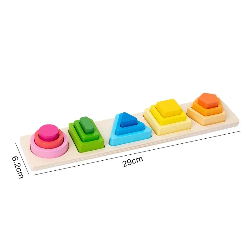 Planche d'Empilage Géométrique en Bois  Montessori
