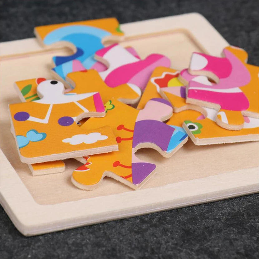 Mini Puzzle en Bois Animaux 9 Pièces