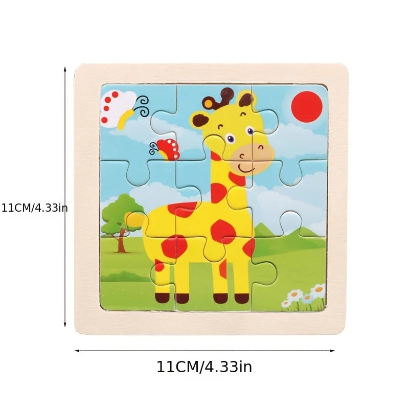 Mini Puzzle en Bois Animaux 9 Pièces