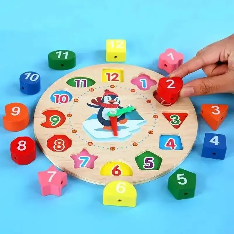 Horloge Apprentissage de l'Heure en Bois Montessori