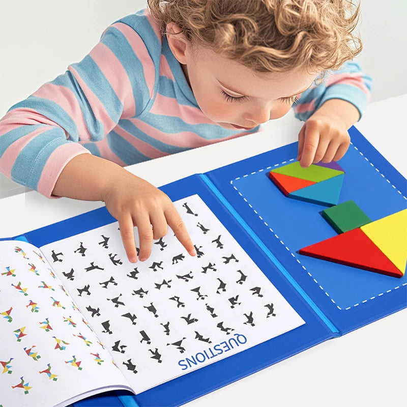 Livre Magnétique Tangram en Bois Montessori