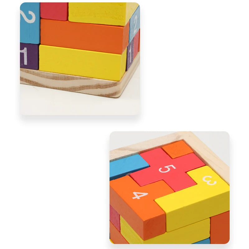 Casse-Tête Cube 3D en Bois Montessori