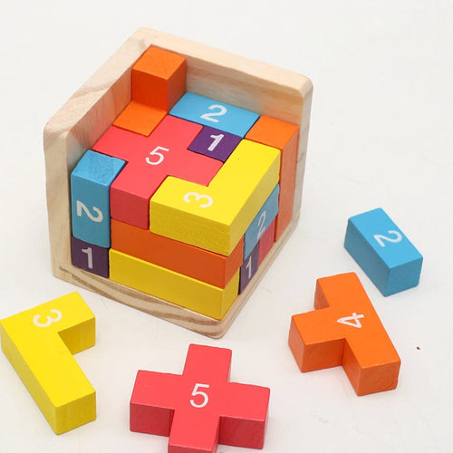 Casse-Tête Cube 3D en Bois Montessori