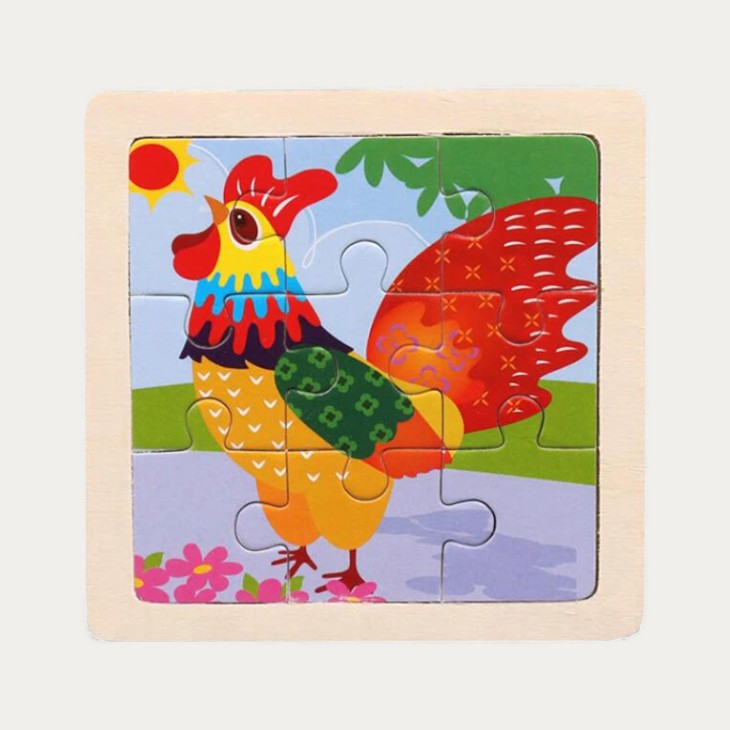 Mini Puzzle en Bois Animaux 9 Pièces