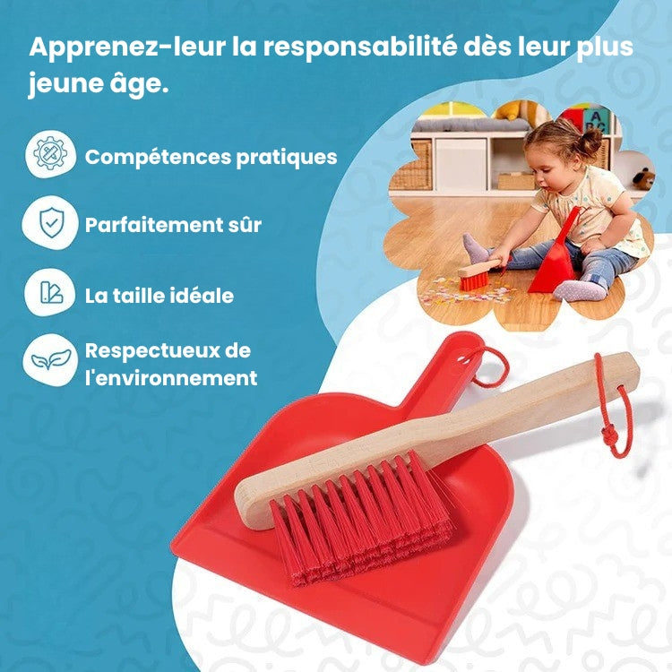 Kit de Nettoyage en Bois Montessori avec Support