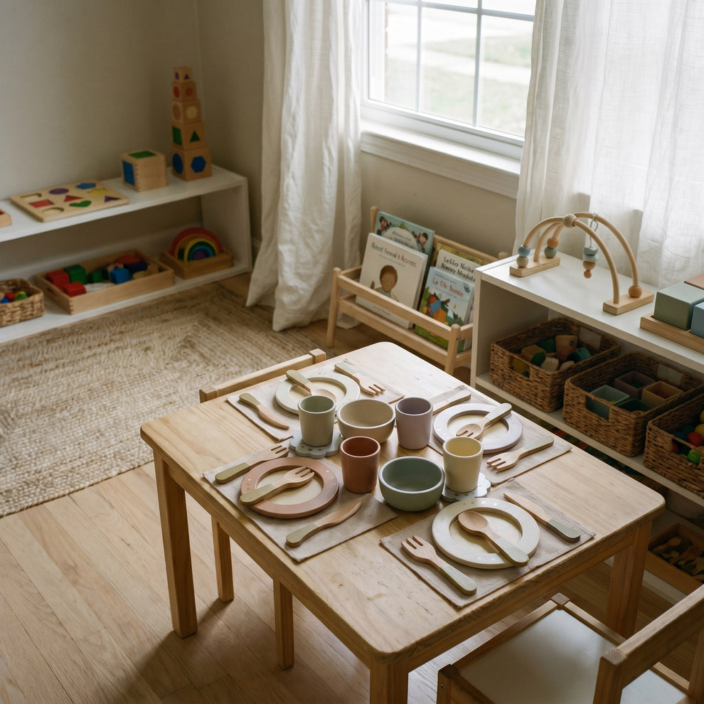 Set de Vaisselle en Bois 29 Pièces Montessori