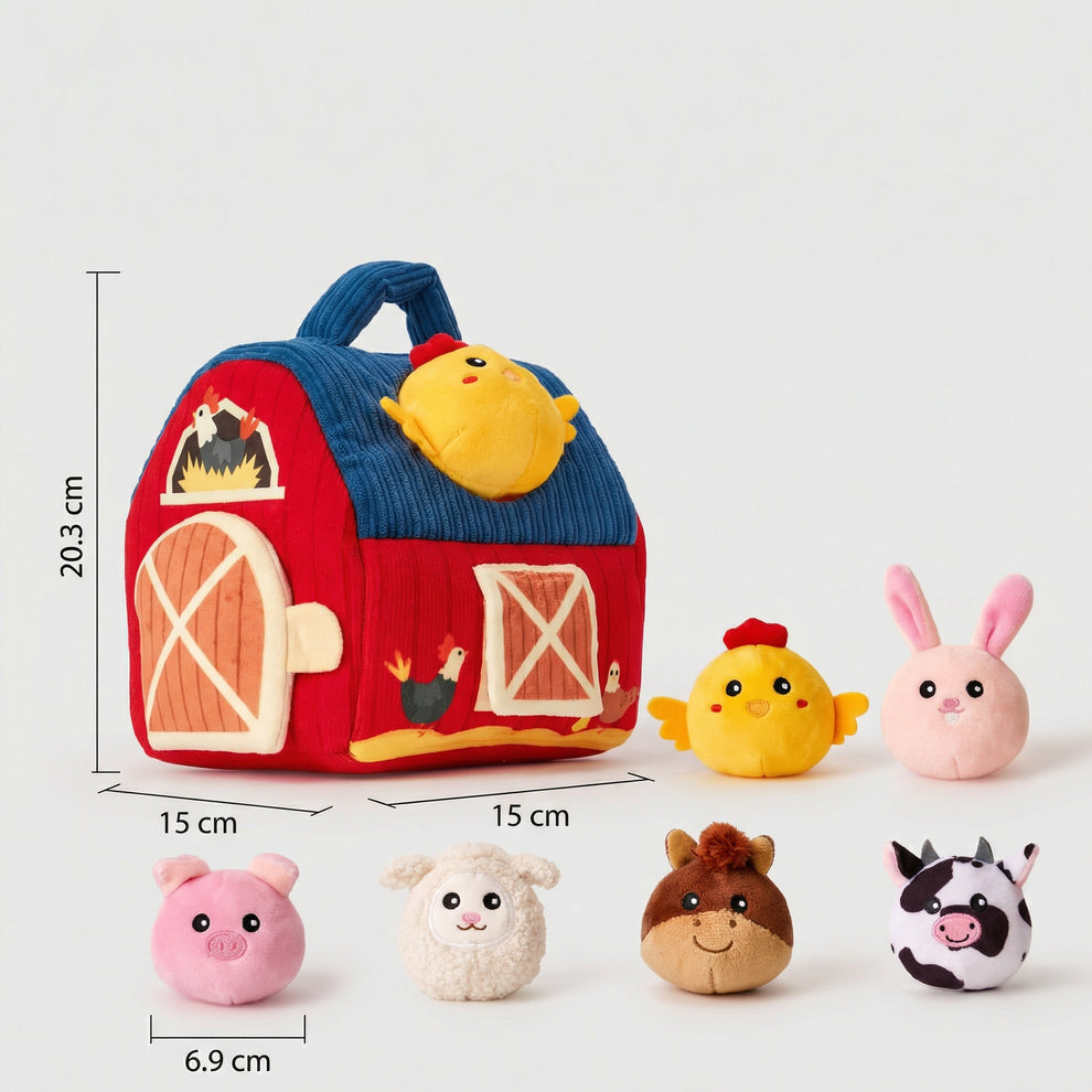 Ferme Souple en Peluche & 6 Animaux Montessori