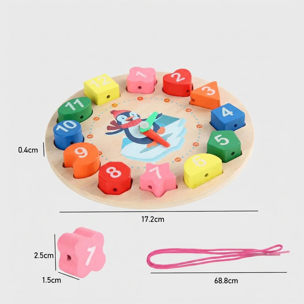 Horloge Apprentissage de l'Heure en Bois Montessori