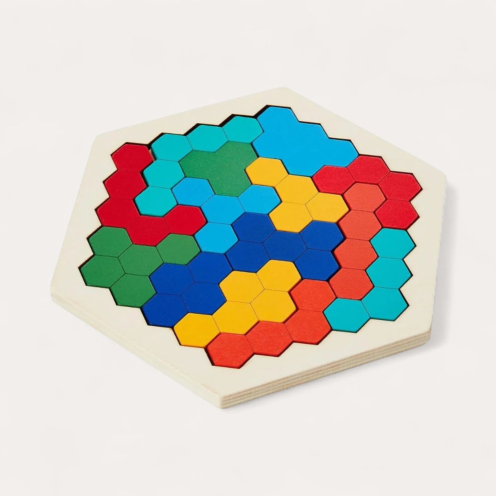 Puzzle Hexagonal en Bois  Montessori