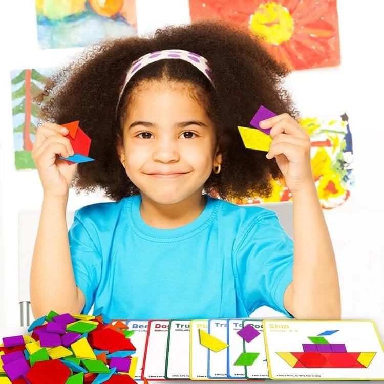 Jeu de Mosaïque & Tangram en Bois Montessori
