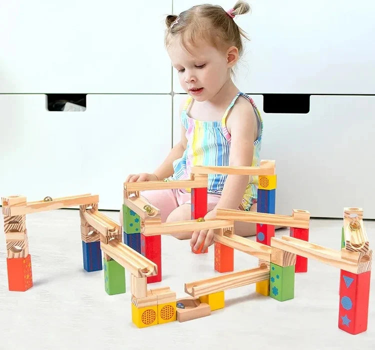 Circuit à Billes en Bois Montessori (36 Pièces)