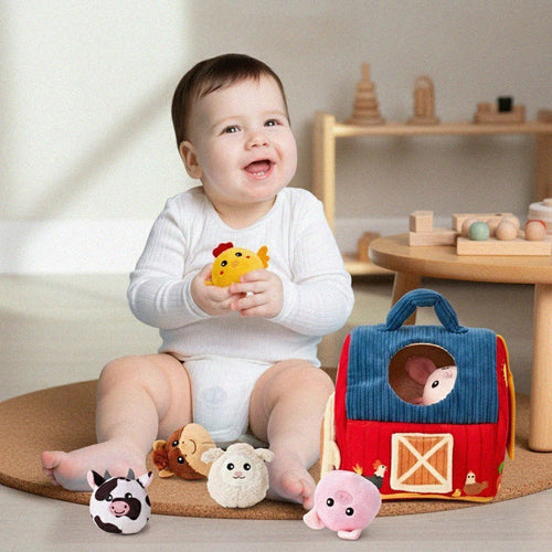 Ferme Souple en Peluche & 6 Animaux Montessori