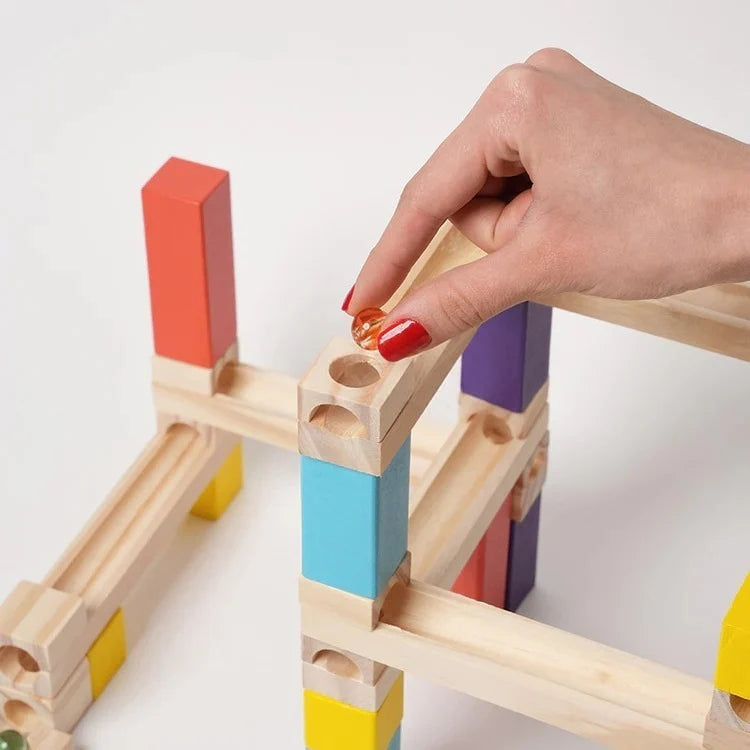Circuit à Billes en Bois Montessori (36 Pièces)