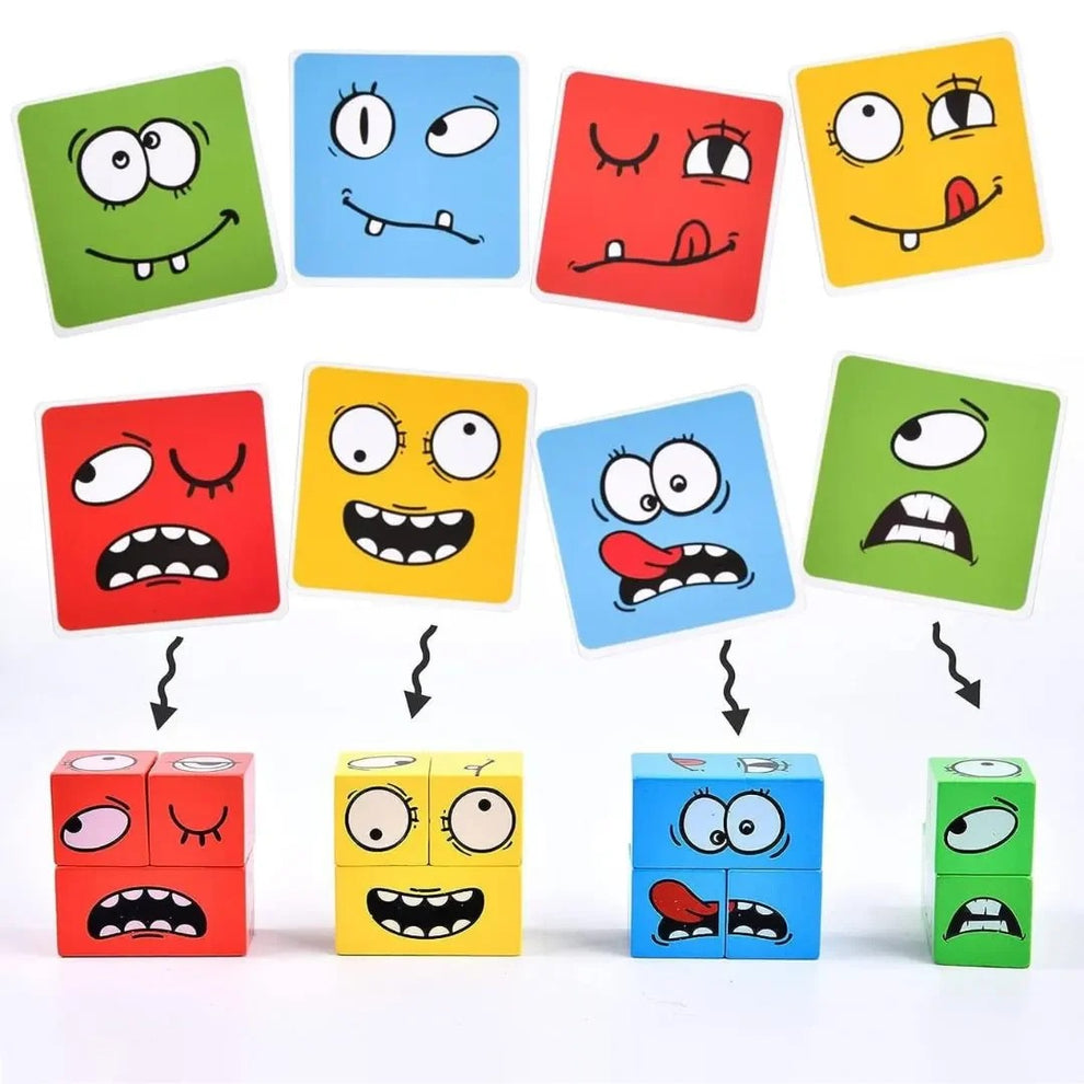 Jeu d'Expressions et d'Émotions en Bois avec Sonnette