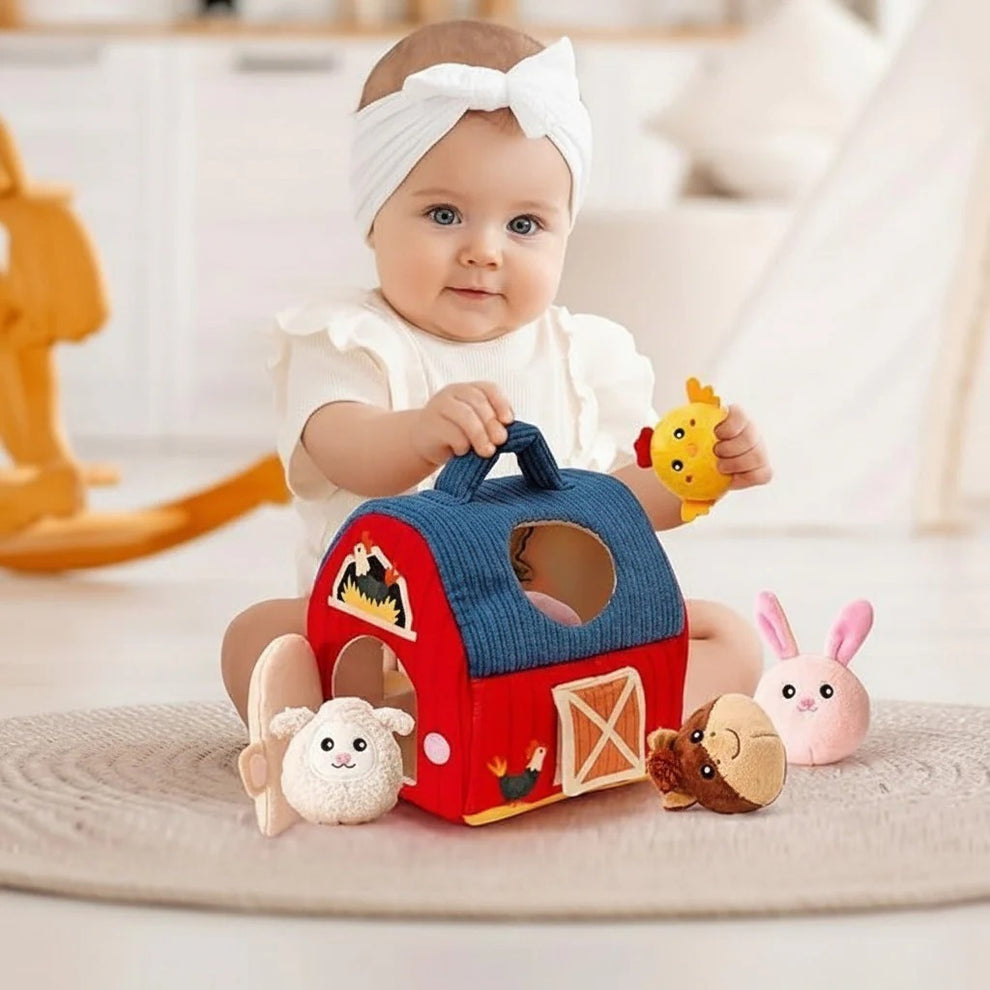 Ferme Souple en Peluche & 6 Animaux Montessori
