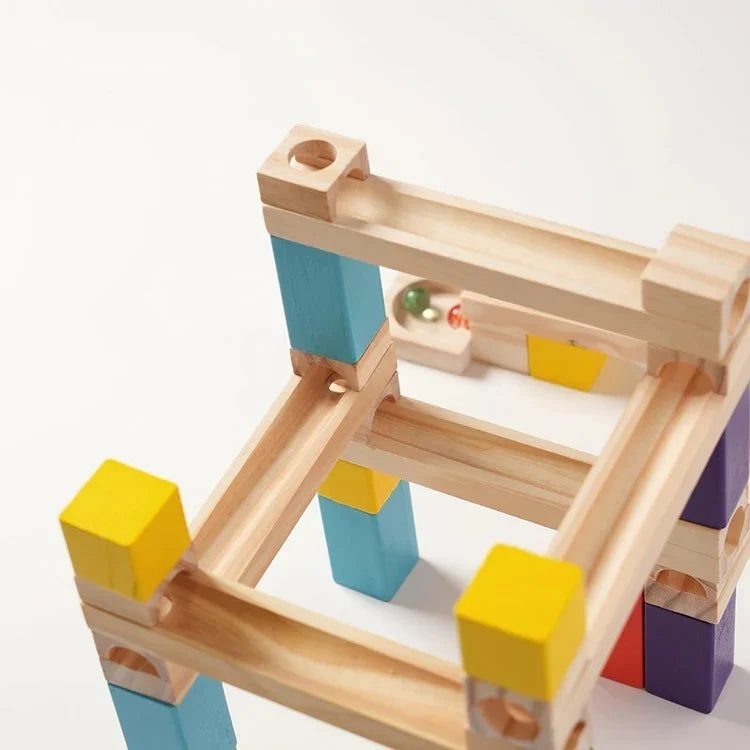 Circuit à Billes en Bois Montessori (36 Pièces)