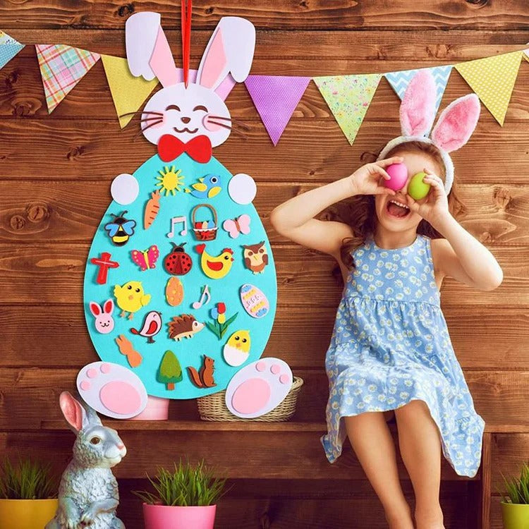 Lapin de Pâques en Feutrine Mural
