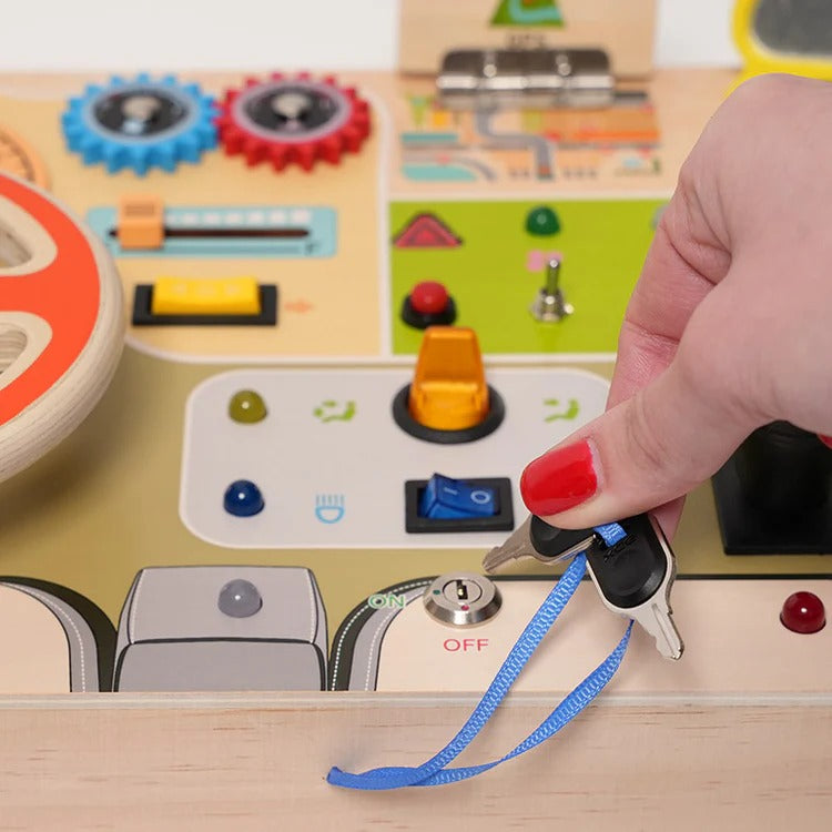 Tableau de Bord Interactif en Bois Montessori