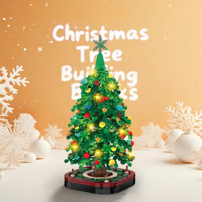 Sapin de Noël en Briques de Construction Lumineux Montessori