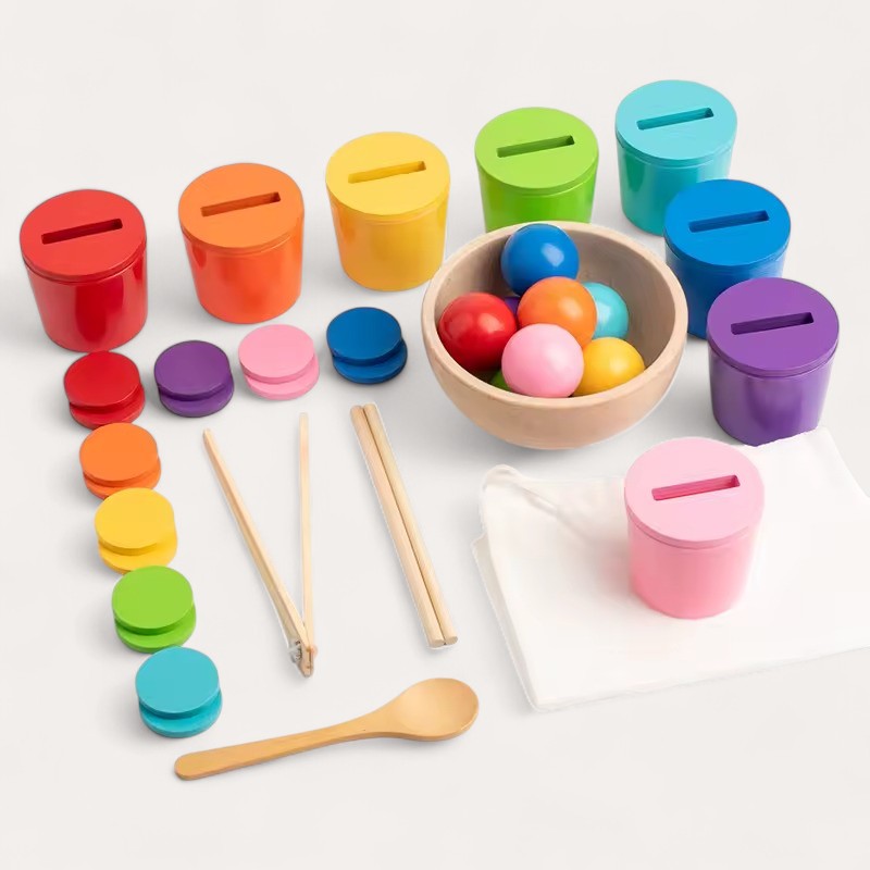 Jeu de Tri des Couleurs & Dénombrement en Bois Montessori