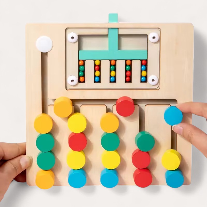 Jeu de Tri de Couleurs à Glissière en Bois Montessori