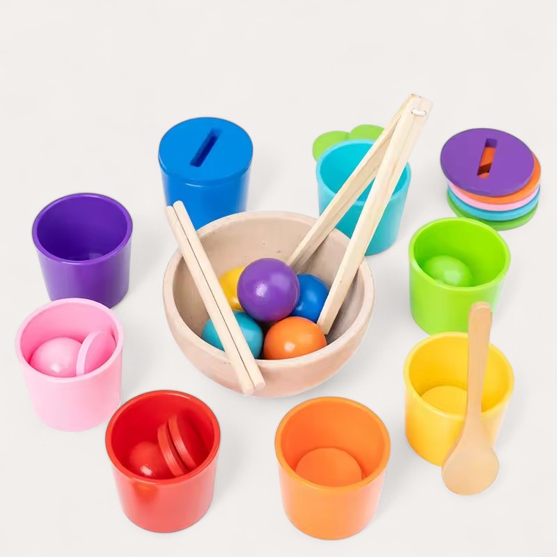 Jeu de Tri des Couleurs & Dénombrement en Bois Montessori