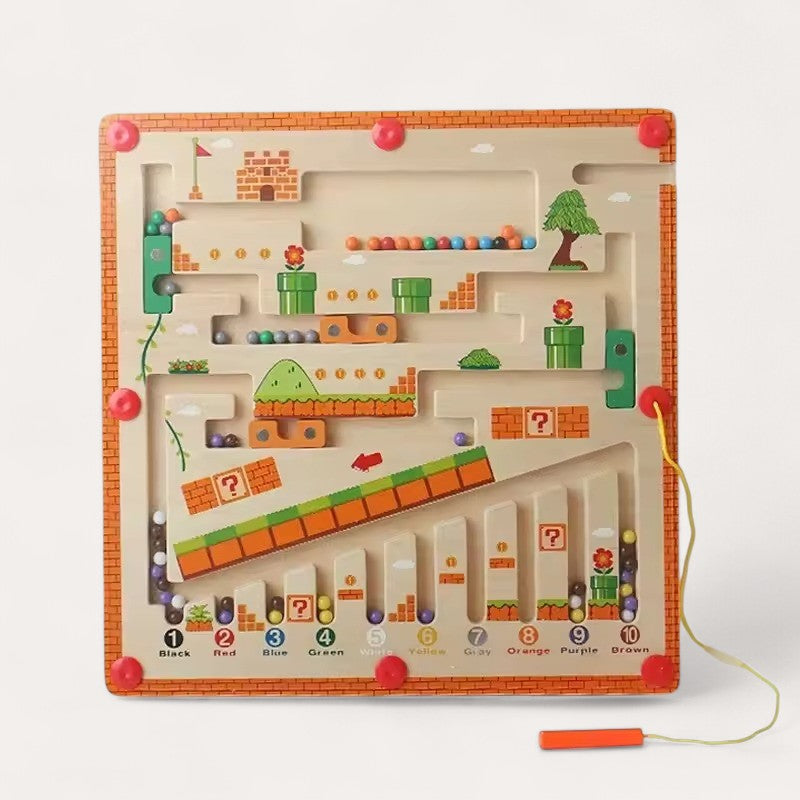 Labyrinthe Magnétique en Bois Couleurs & Chiffres