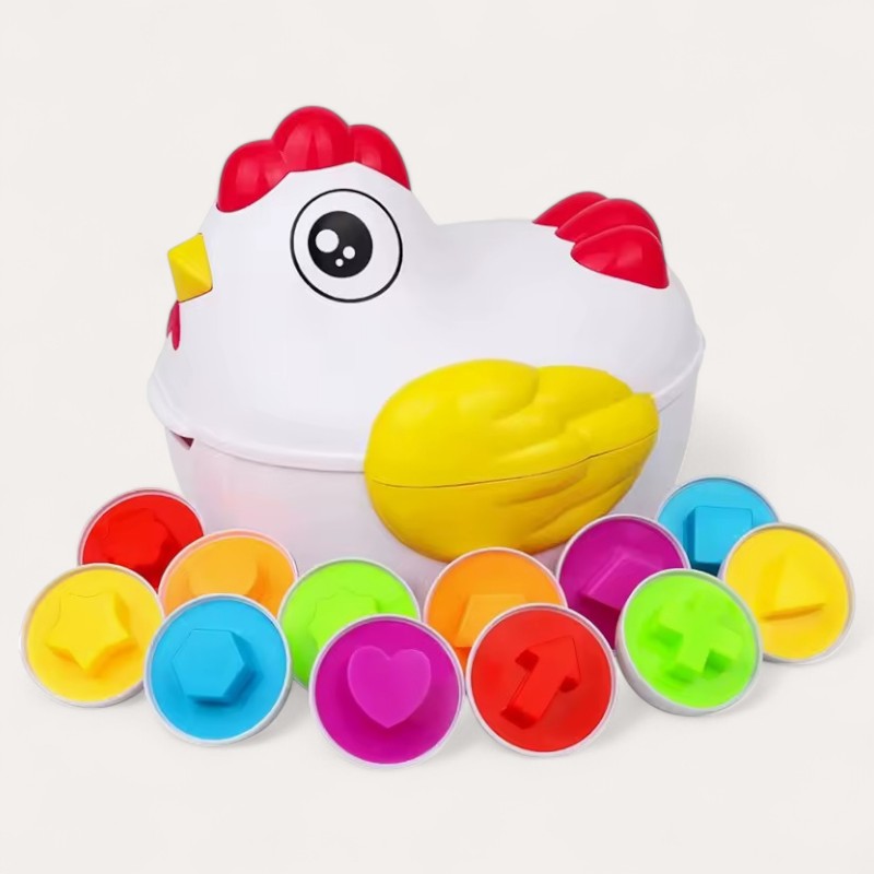 Jeu d'Encastrement Œufs et Poule Montessori