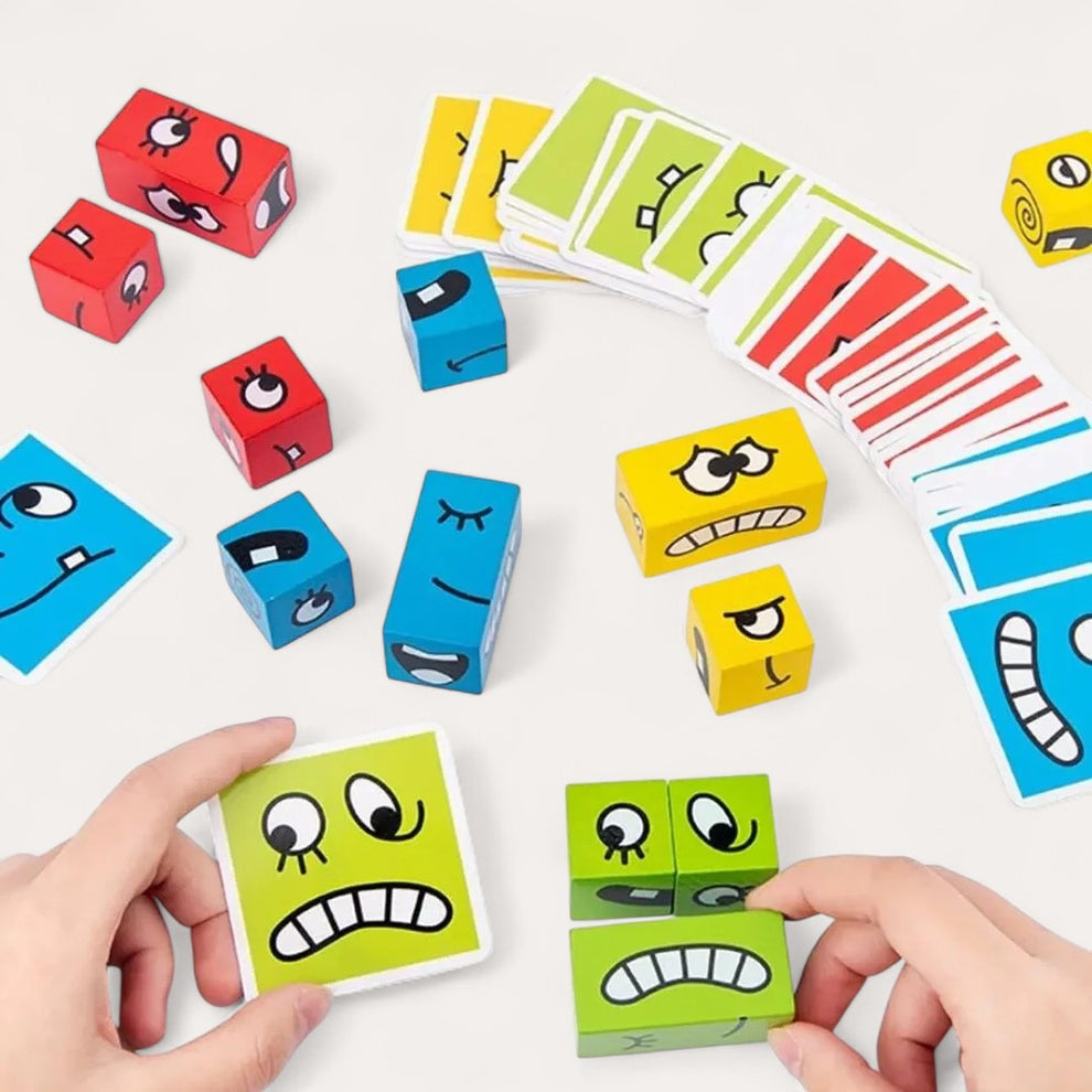 Jeu d'Expressions et d'Émotions en Bois avec Sonnette