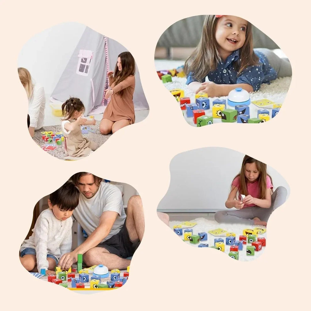 Jeu d'Expressions et d'Émotions en Bois avec Sonnette