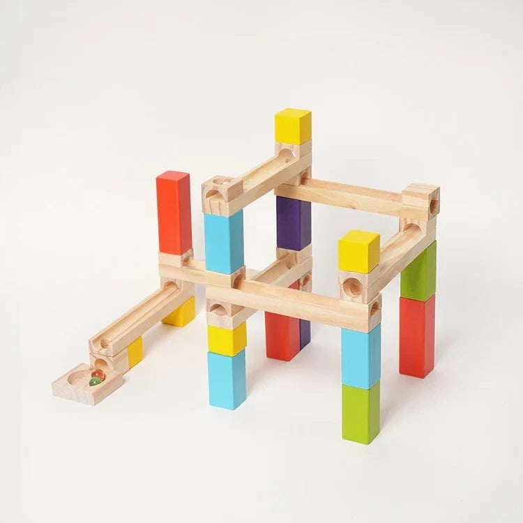 Circuit à Billes en Bois Montessori (36 Pièces)