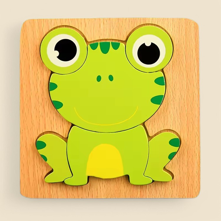 Puzzle d'Encastrement en Bois Animaux 3D Montessori