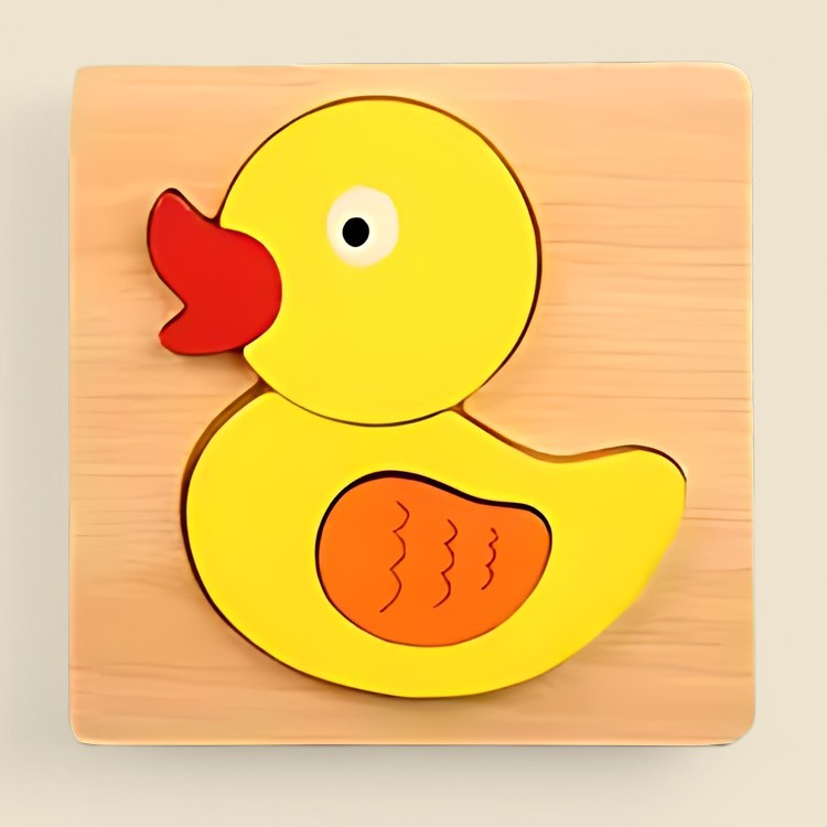 Puzzle d'Encastrement en Bois Animaux 3D Montessori