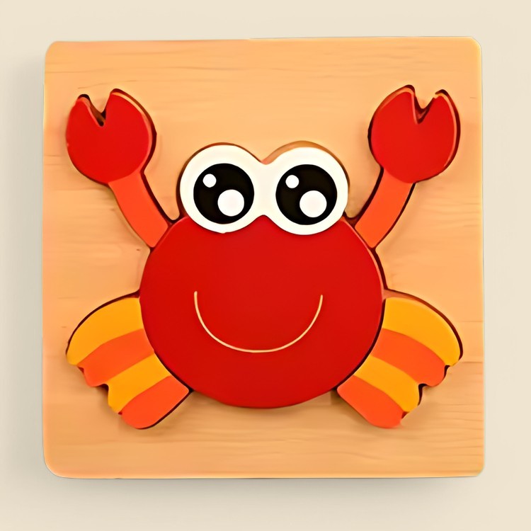 Puzzle d'Encastrement en Bois Animaux 3D Montessori
