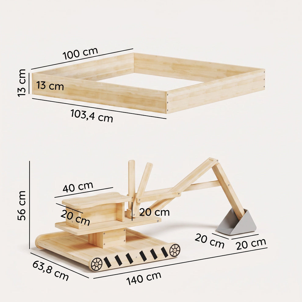 Pelleteuse à Sable en Bois avec Bac à Sable Montessori