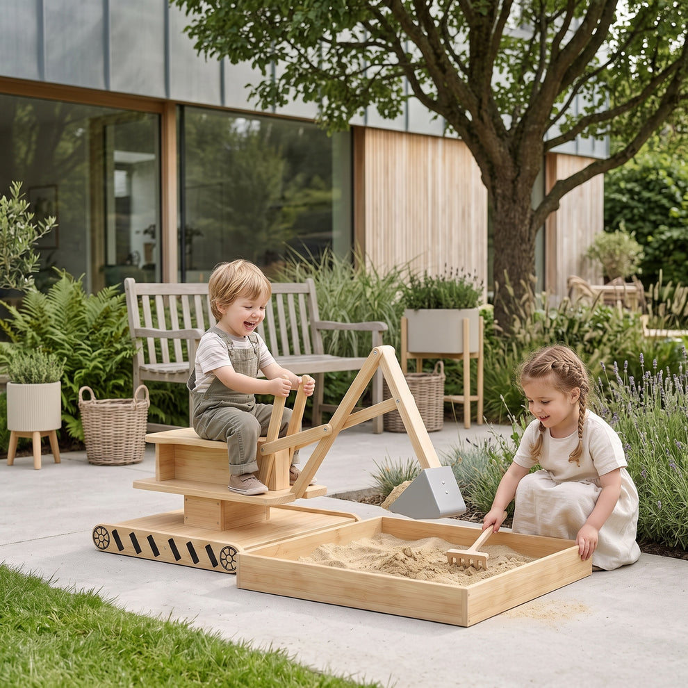 Pelleteuse à Sable en Bois avec Bac à Sable Montessori