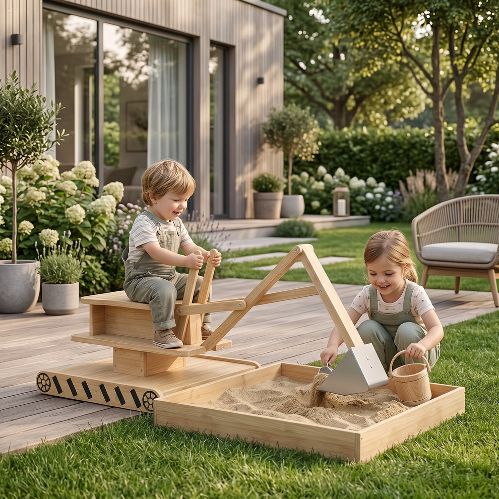 Pelleteuse à Sable en Bois avec Bac à Sable Montessori